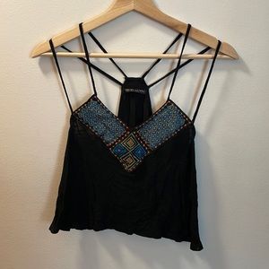 Strappy black embroidered crop top - oh my julian